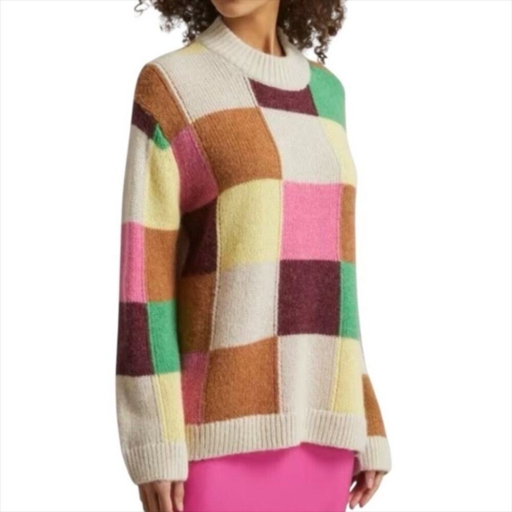 Haptics by Holly Harper Colorful Color Block Checker Knit Sweater Size Small